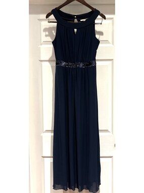 Sandiva Maxi Dress Women's Medium Navy Sequins Formal Evening Elegant Holiday
